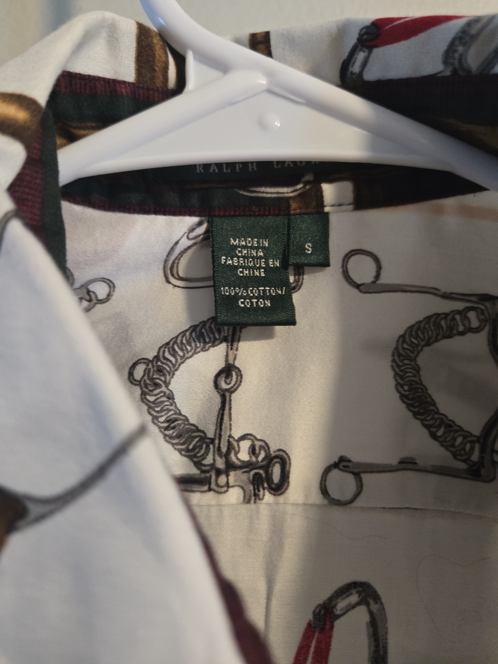 Ralph Lauren White Equestrian Print Button-Down Shirt - Picture 3 of 3